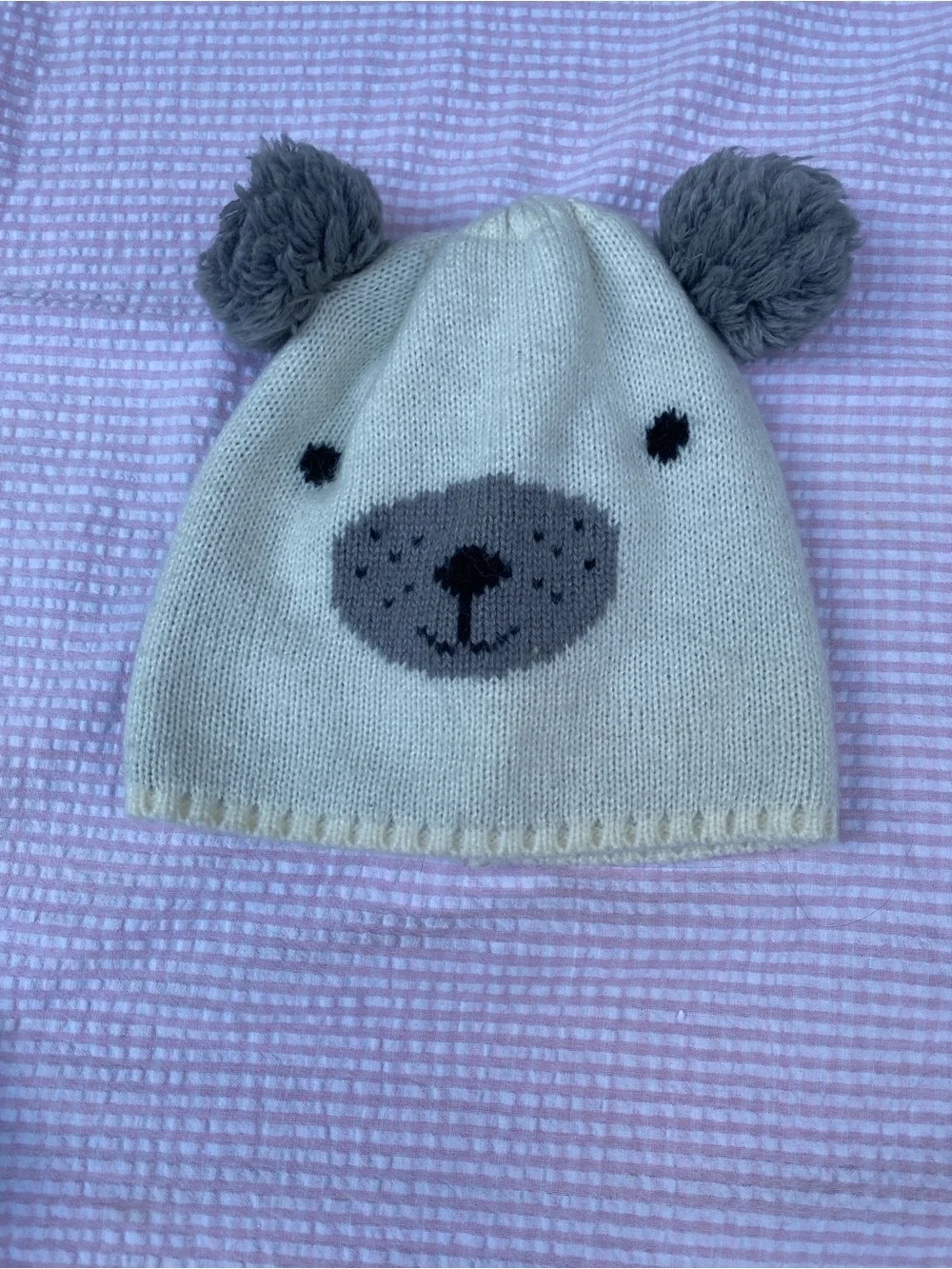 Cute Baby Knit Bear Beanie & Mint Pom Pom Hat
